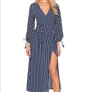 FAITHFULL THE BRAND atlas stripe wrap maxi dress